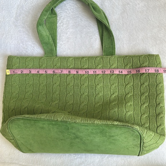 Women’s Wool Cashmere Blend Cable Knit Cottagecore Fairy Suede Tote Bag Purse - Picture 10 of 11